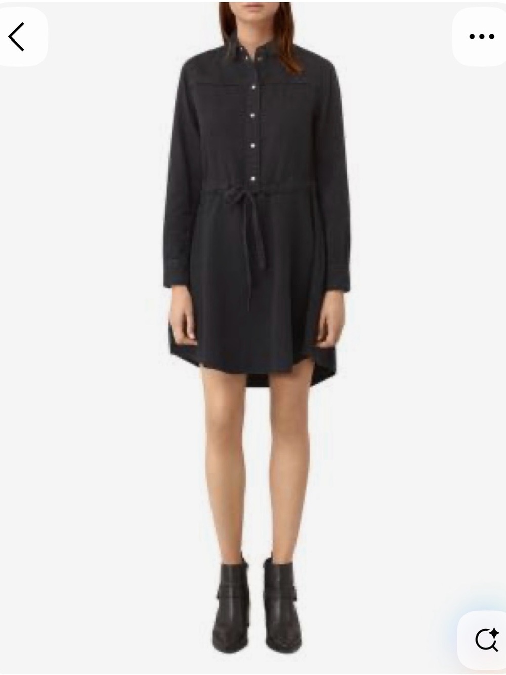 AllSaints Sanko Black Denim Dress Size 6